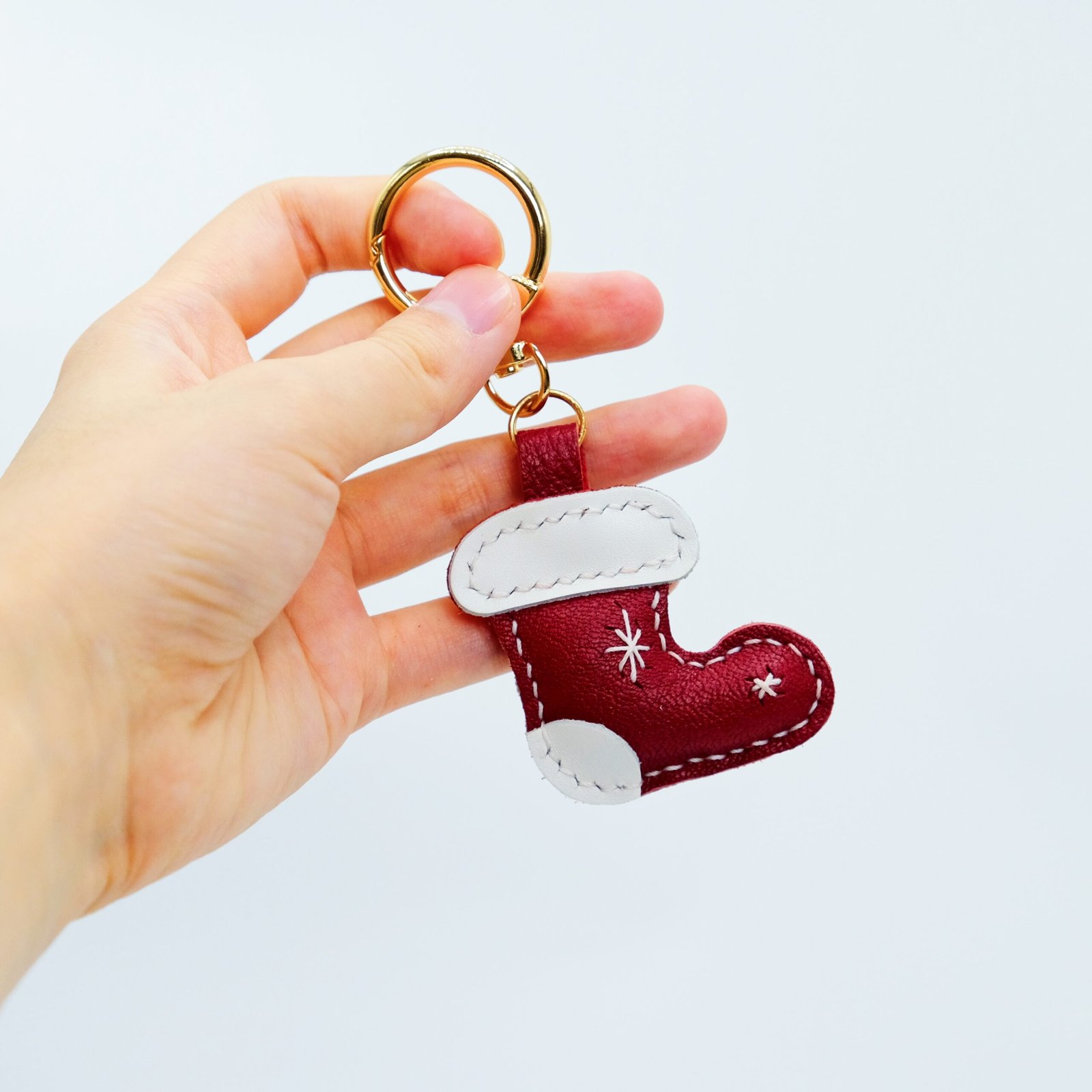 Handmade Sheepskin Leather Christmas Charms - Santa, Christmas Tree, Stocking Keychains & Bag Accessories - Image 8