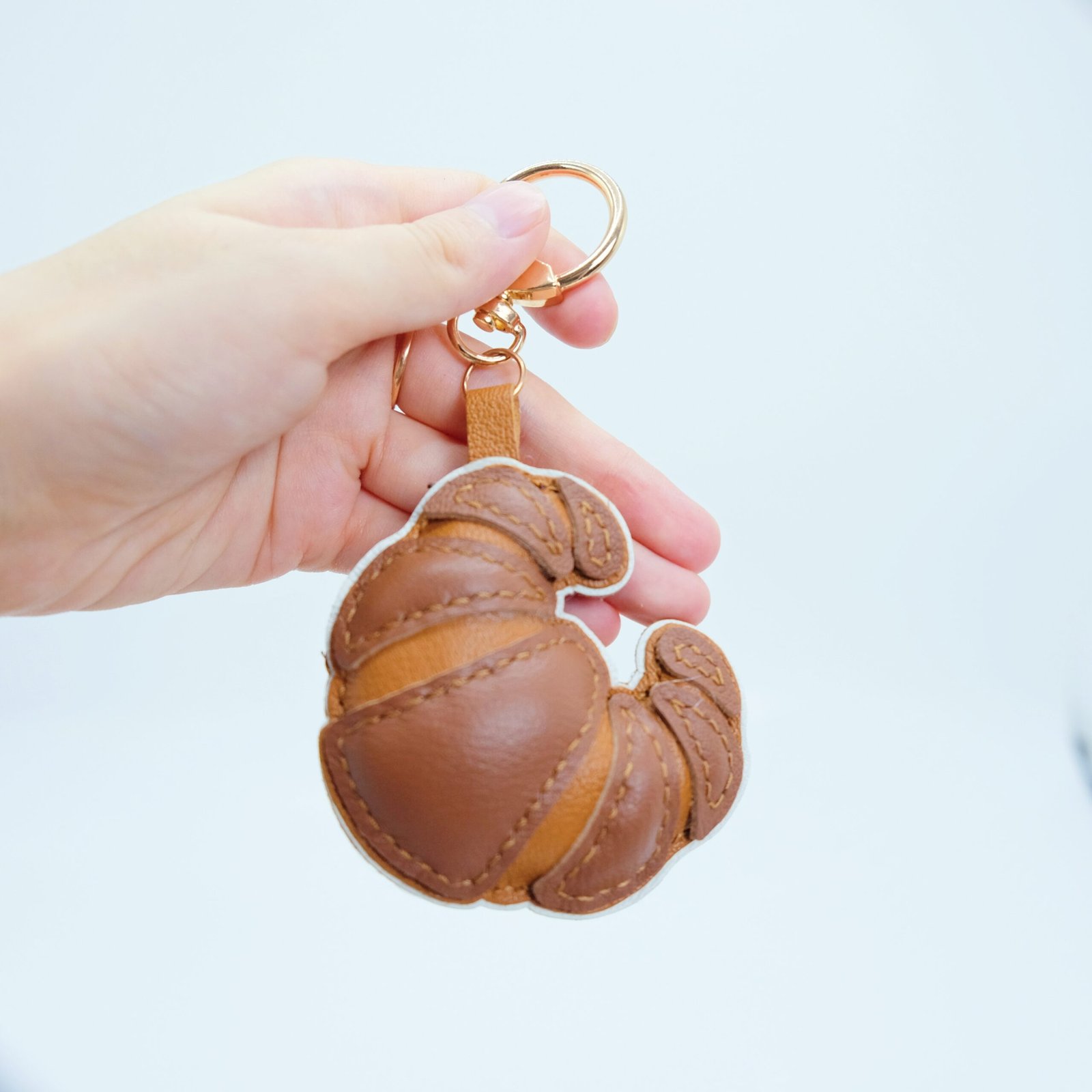 Handmade Sheepskin Leather Keychains - Tiger, Bear, Croissant Bag Charms & Key Ring Accessories - Image 9