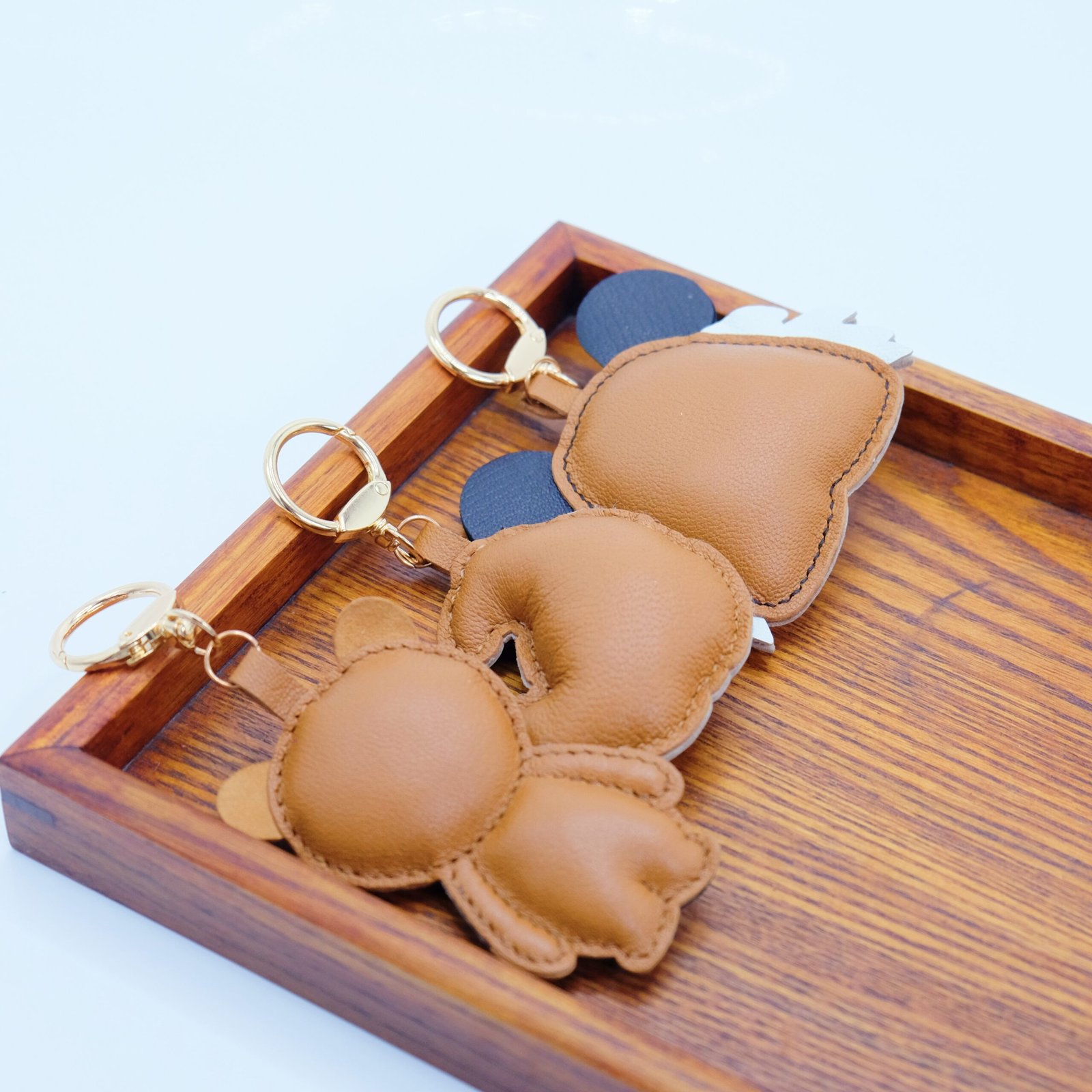 Handmade Sheepskin Leather Keychains - Tiger, Bear, Croissant Bag Charms & Key Ring Accessories - Image 8