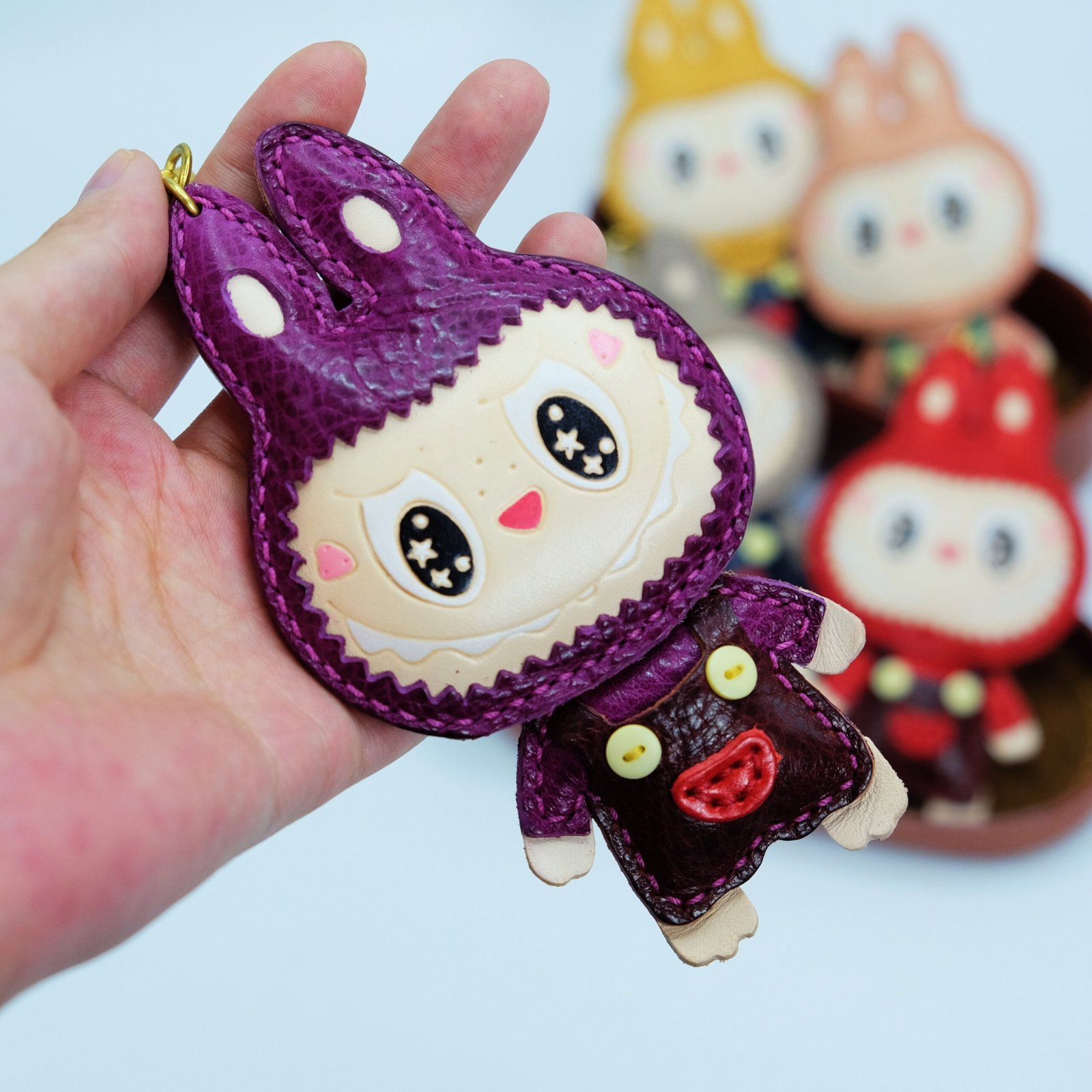 Handmade Genuine Leather Labubu Charm - Labubu Keychain, Bag Pendant with Gift Packaging - Image 10