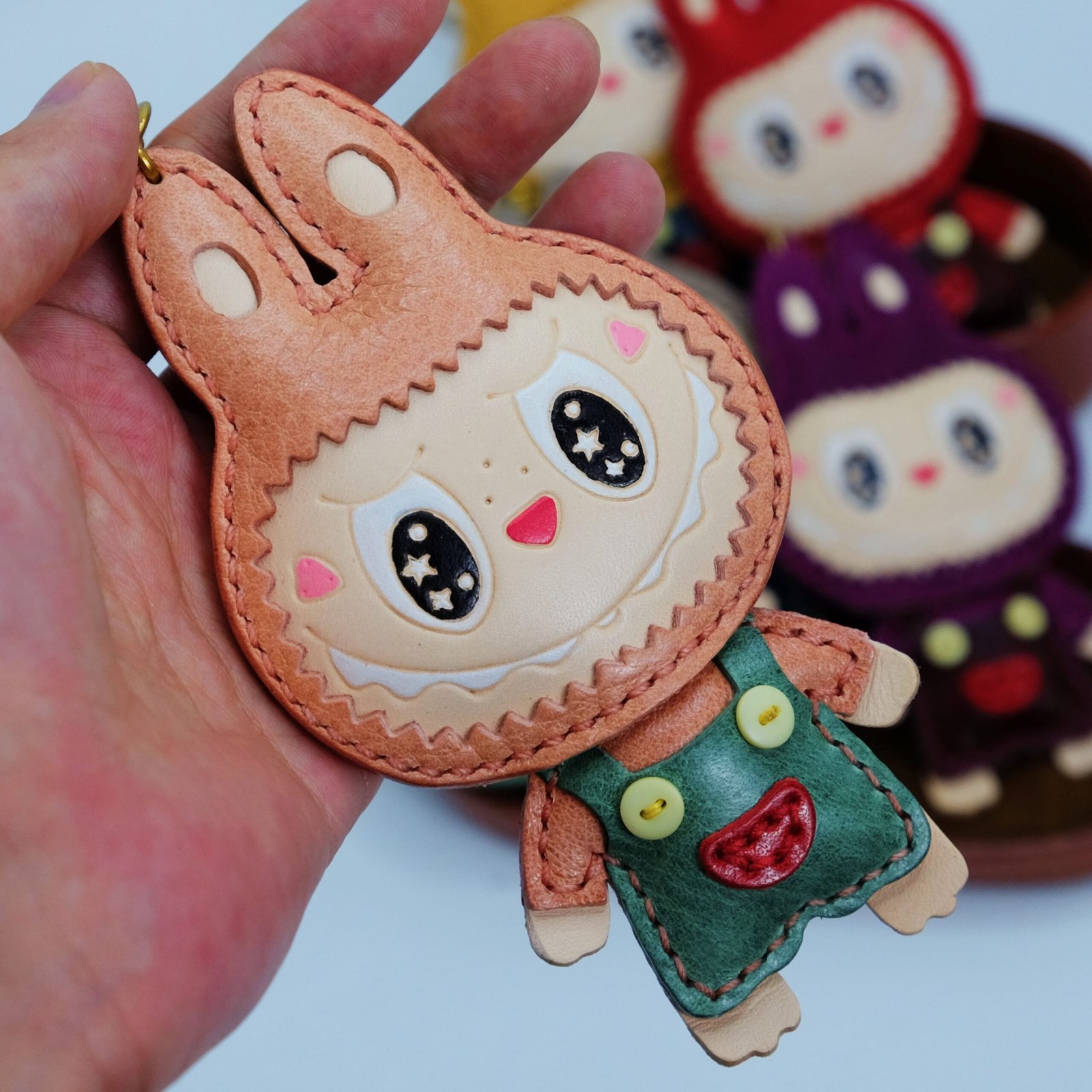 Handmade Genuine Leather Labubu Charm - Labubu Keychain, Bag Pendant with Gift Packaging - Image 7