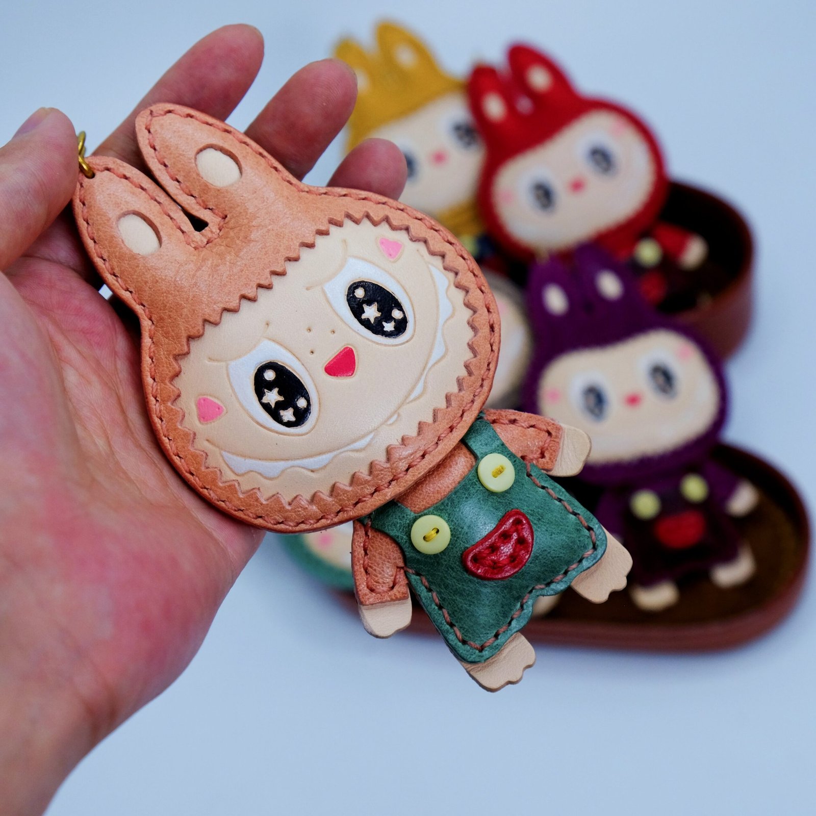 Handmade Genuine Leather Labubu Charm - Labubu Keychain, Bag Pendant with Gift Packaging - Image 6