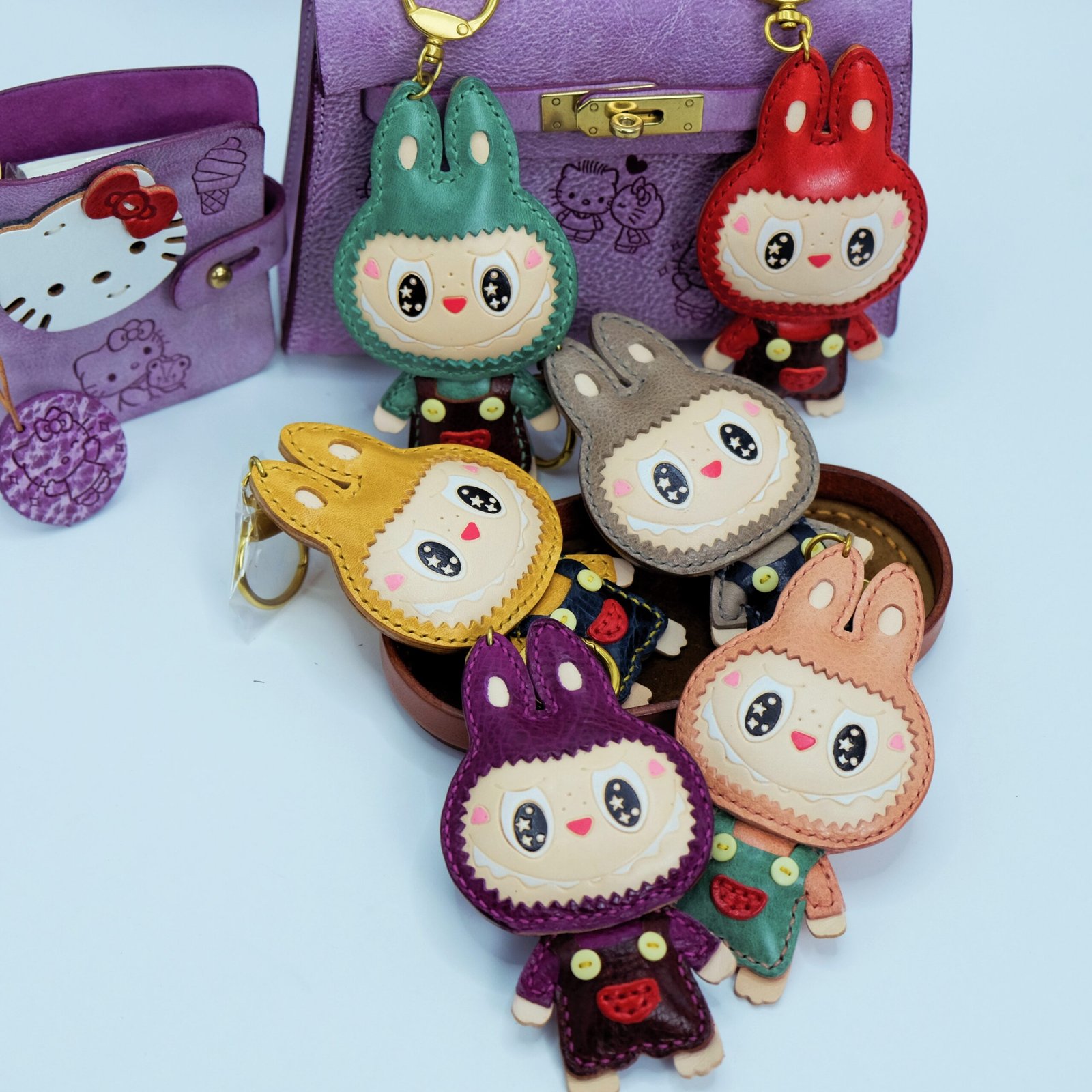 Handmade Genuine Leather Labubu Charm - Labubu Keychain, Bag Pendant with Gift Packaging - Image 4