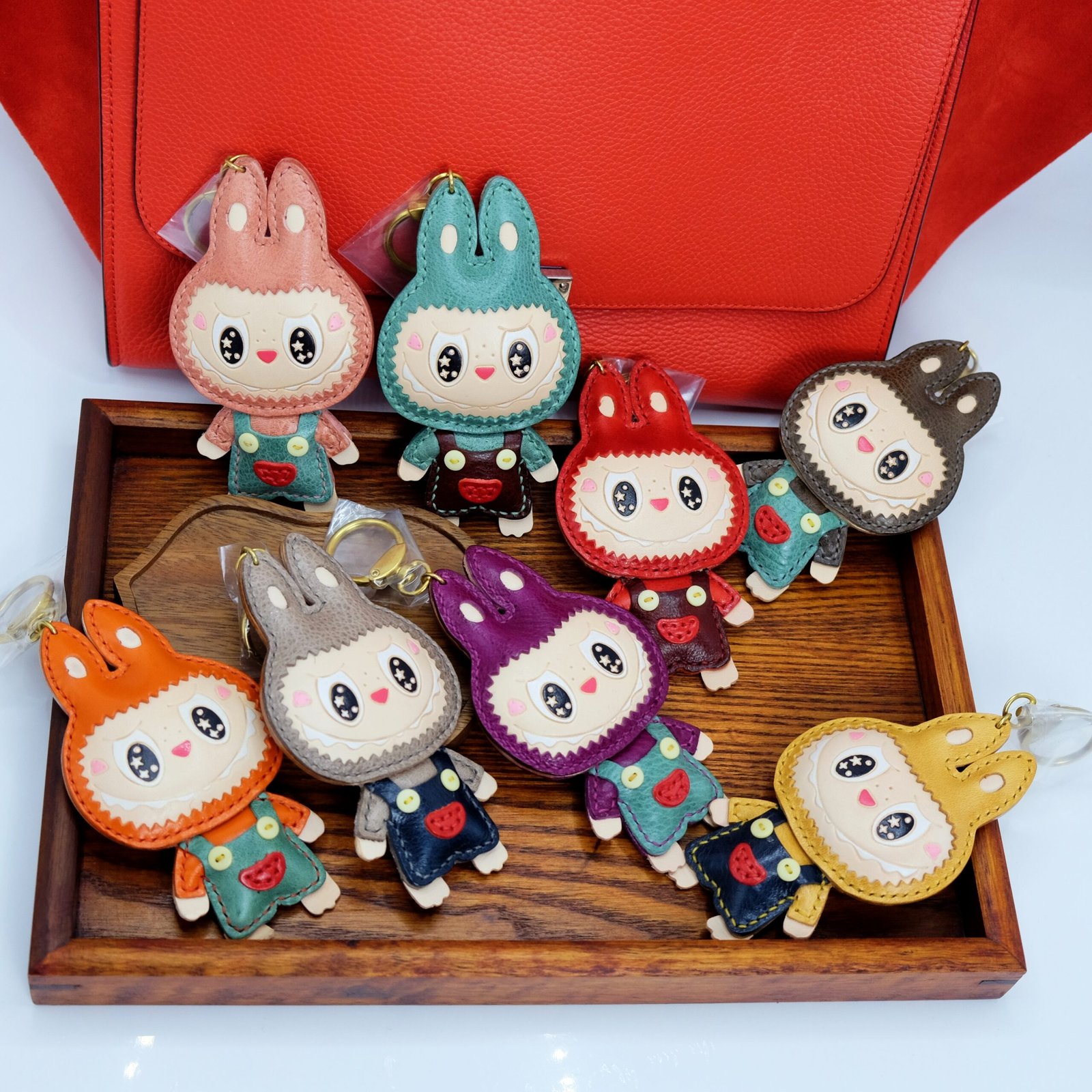 Handmade Genuine Leather Labubu Charm - Labubu Keychain, Bag Pendant with Gift Packaging